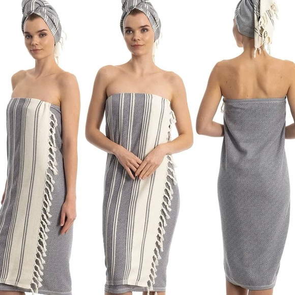 DEMMEX Towels Ibiza SpaTurkish Cotton Beach Blanket XXL 75"x37" black Diamond - Picture 1 of 7